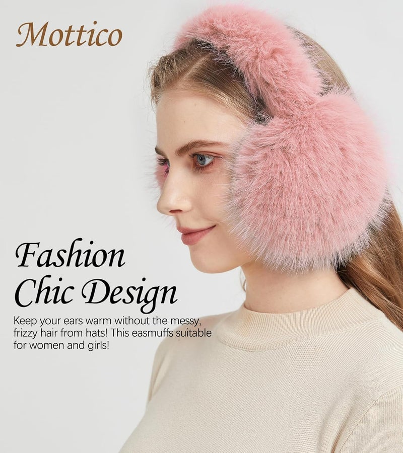 Mottico Winter Ear muffs for Women Men, Fluffy Ear Warmer with Thick Faux Ear Covers, Foldable for Convenience! - Image 2